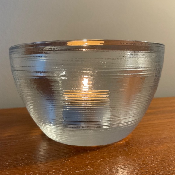 Heavy Ribbed Clear Glass Candle Holder with Tea Light Candle - Picture 6 of 14